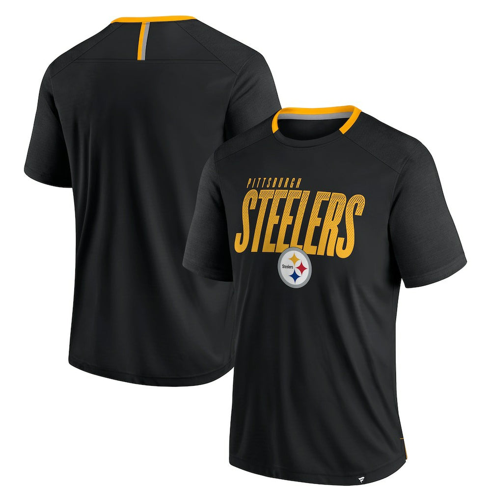 Pittsburgh Steelers Defender Fade Slant T-Shirt - Black T-shirts