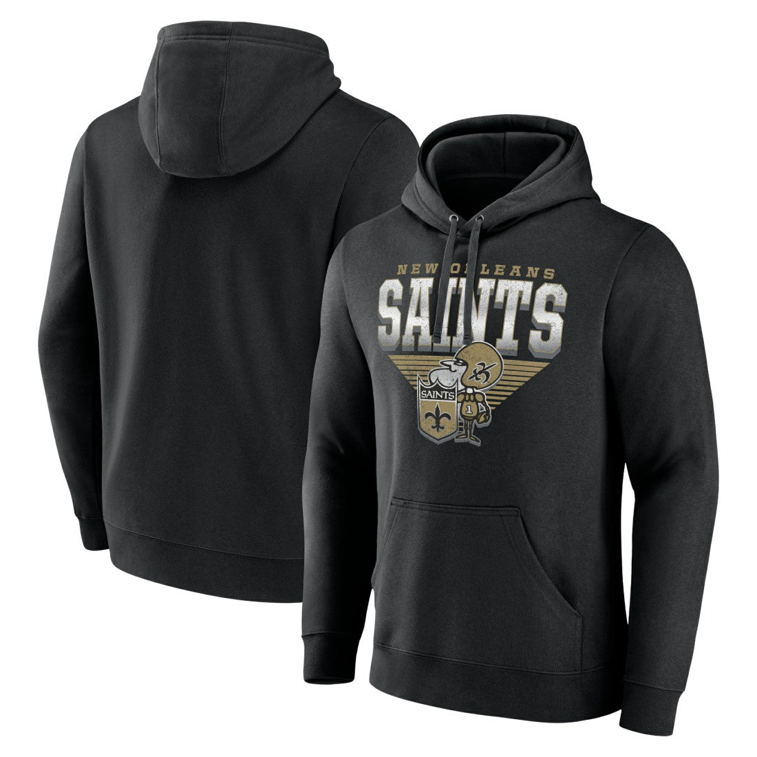 New Orleans Saints Geometric Chrome Pullover Hoodie - Black Hoodies