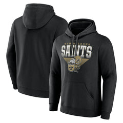 New Orleans Saints Geometric Chrome Pullover Hoodie - Black Hoodies