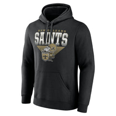 New Orleans Saints Geometric Chrome Pullover Hoodie - Black Hoodies
