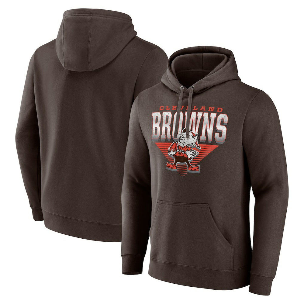 Cleveland Browns Geometric Chrome Pullover Hoodie - Brown Hoodies