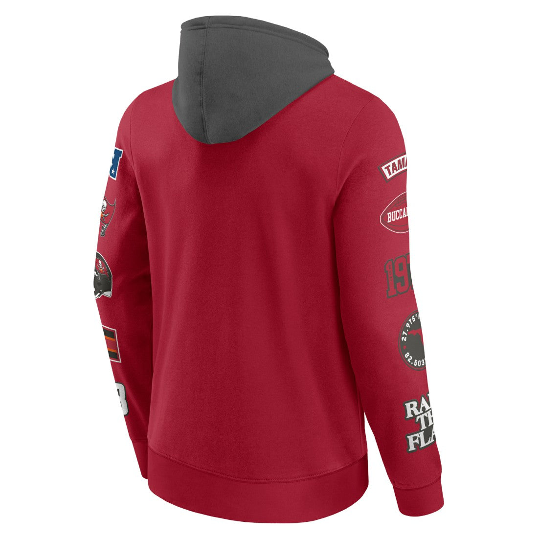 Tampa Bay Buccaneers Patched Out Pullover Hoodie - Red/Pewter Hoodies
