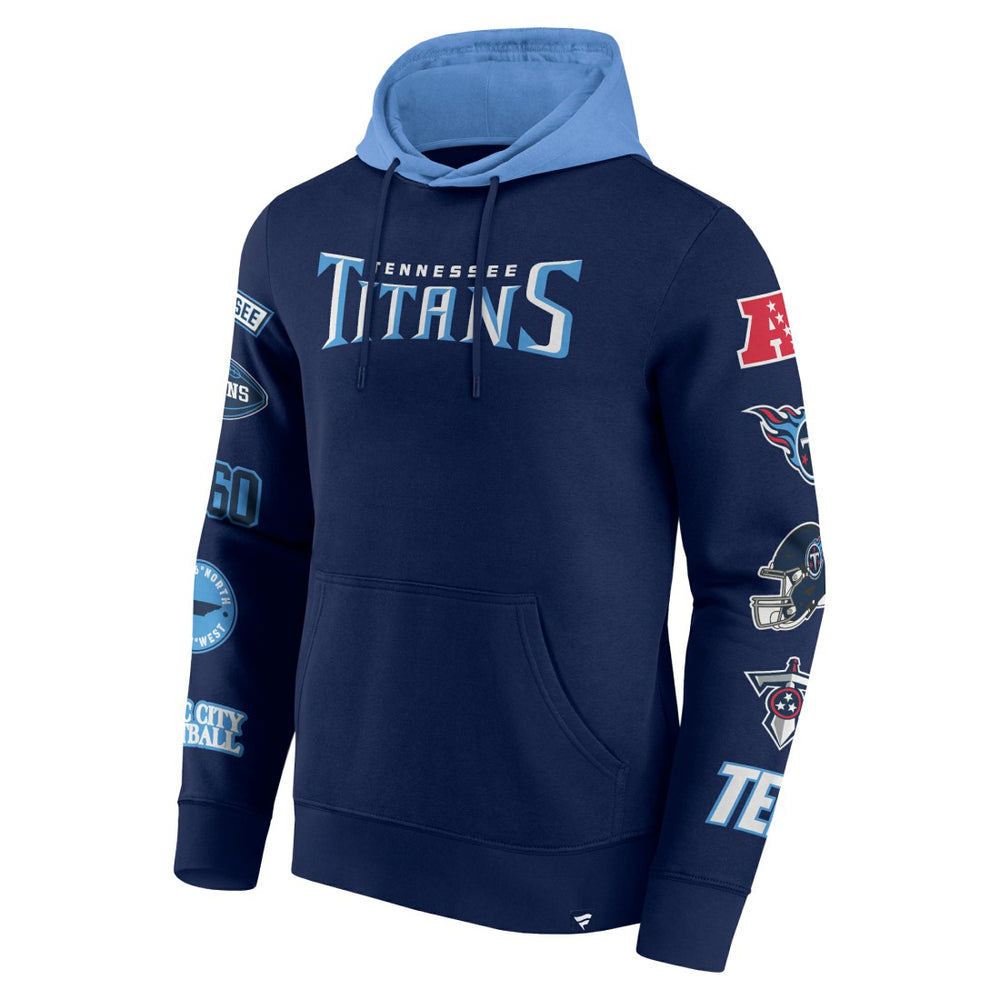 Tennessee Titans Patched Out Pullover Hoodie - Navy/Light Blue Hoodies