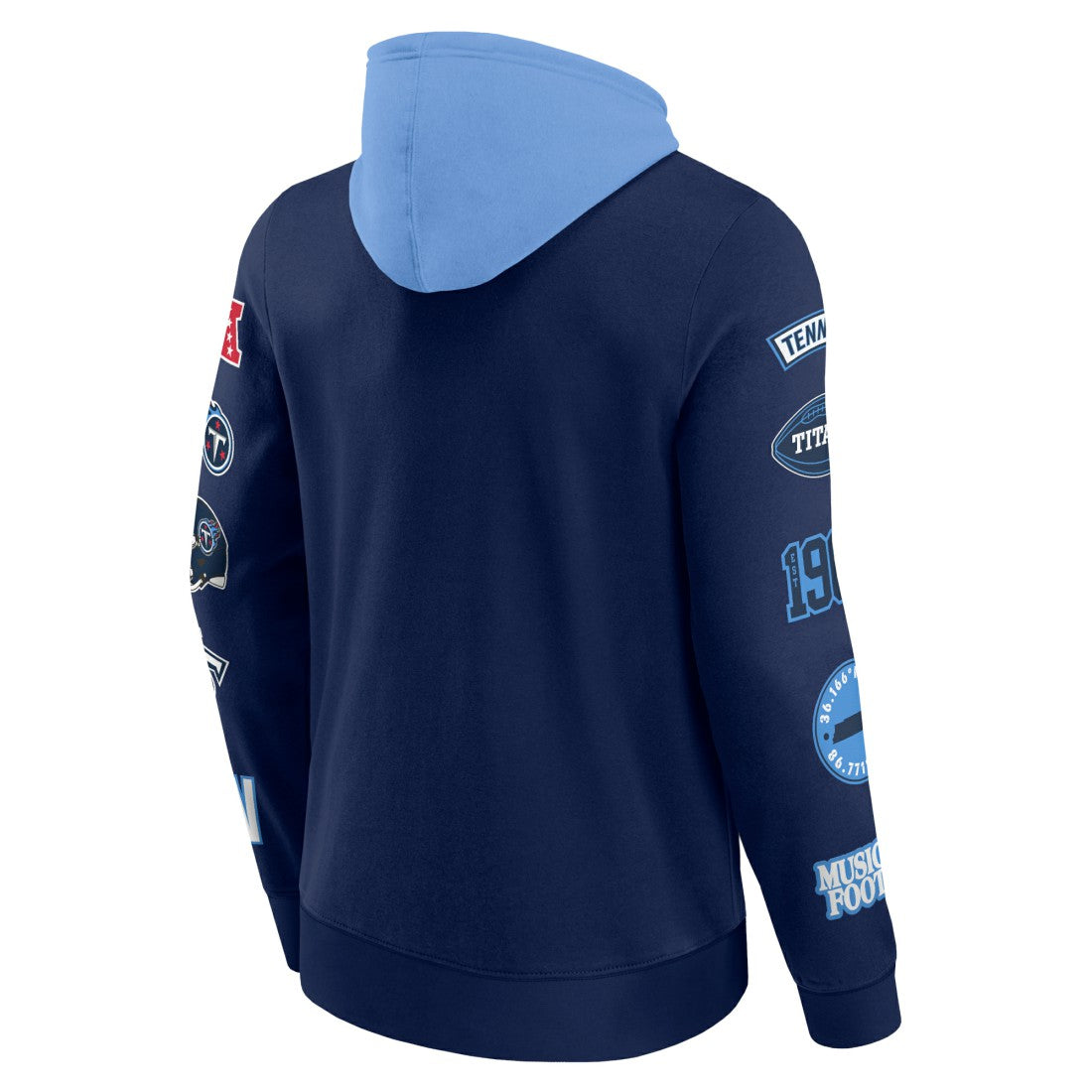 Tennessee Titans Patched Out Pullover Hoodie - Navy/Light Blue Hoodies