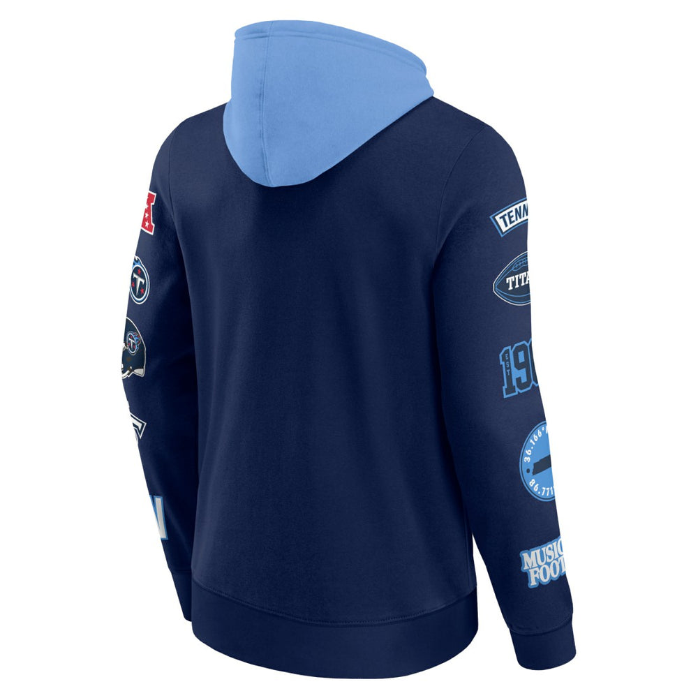 Tennessee Titans Patched Out Pullover Hoodie - Navy/Light Blue Hoodies
