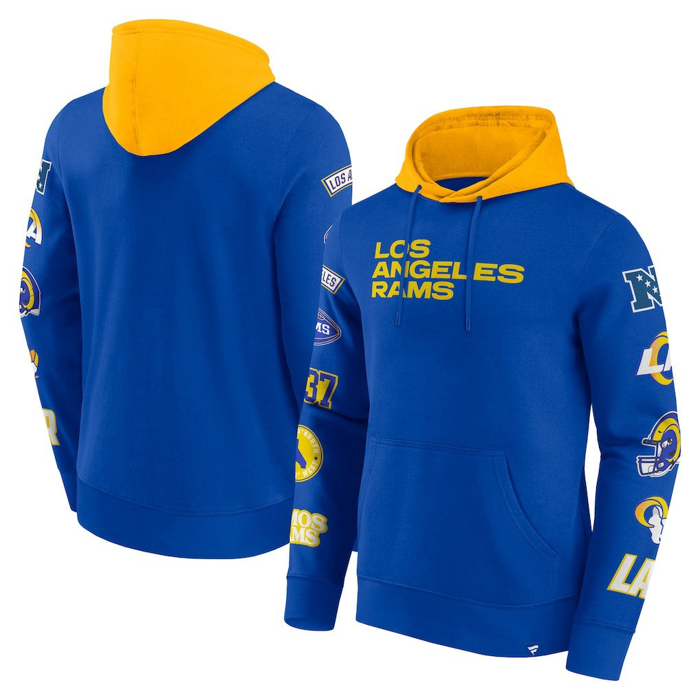 Los Angeles Rams Patched Out Pullover Hoodie - Royal/Gold Hoodies