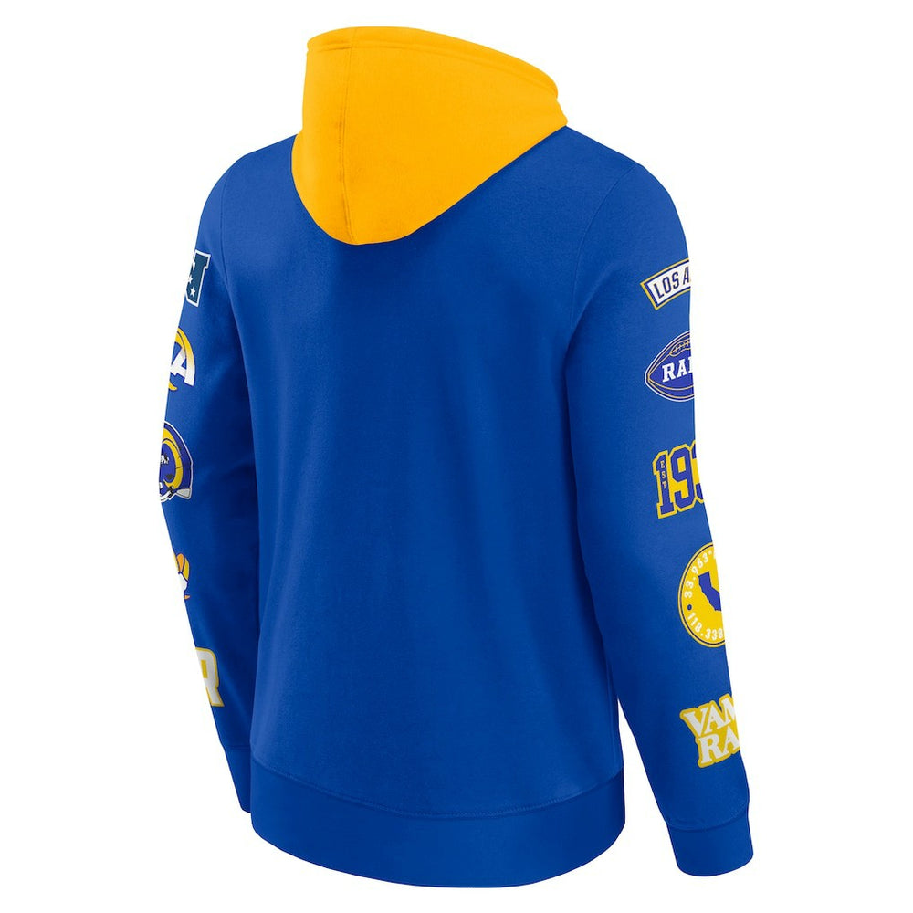 Los Angeles Rams Patched Out Pullover Hoodie - Royal/Gold Hoodies