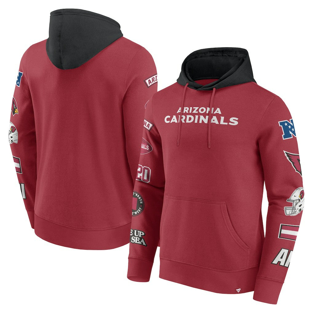 Arizona Cardinals Patched Out Pullover Hoodie - Cardinal/Black Hoodies