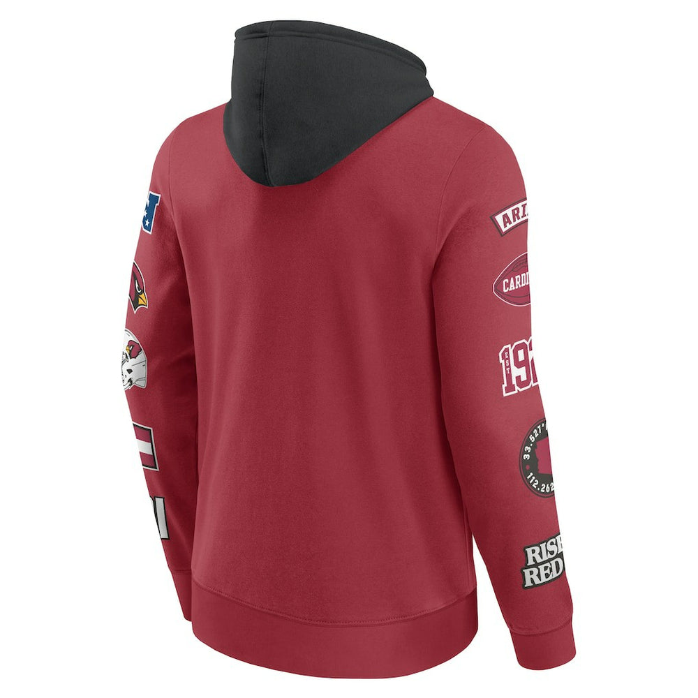 Arizona Cardinals Patched Out Pullover Hoodie - Cardinal/Black Hoodies