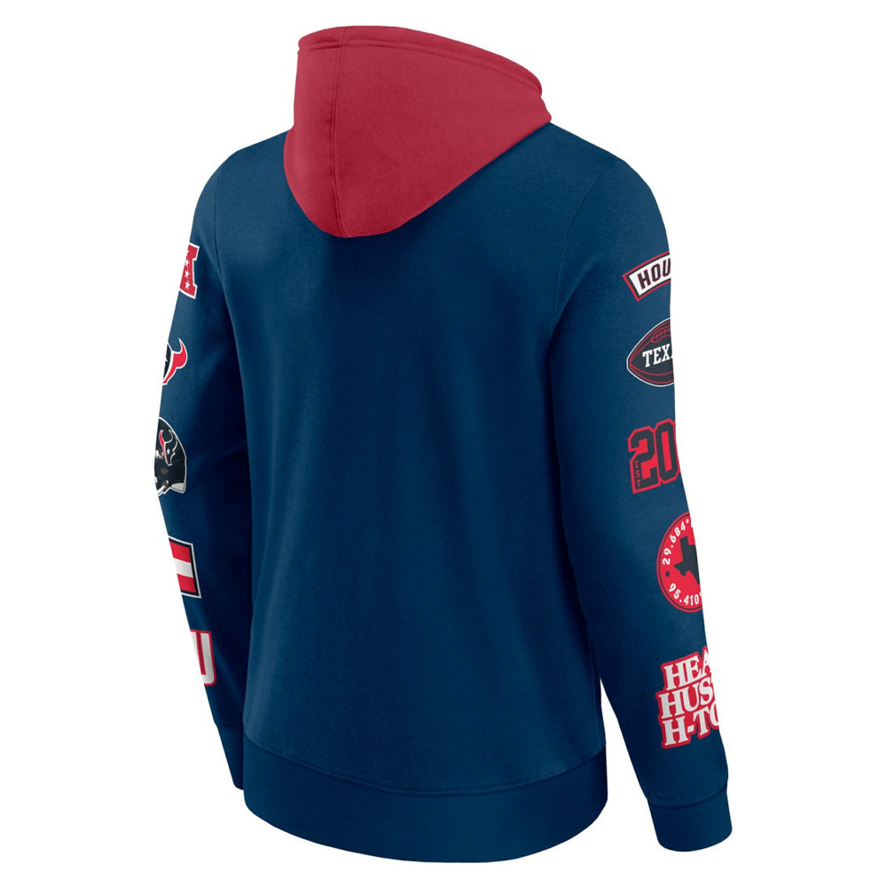 Houston Texans Patched Out Pullover Hoodie - Navy/Cardinal Hoodies