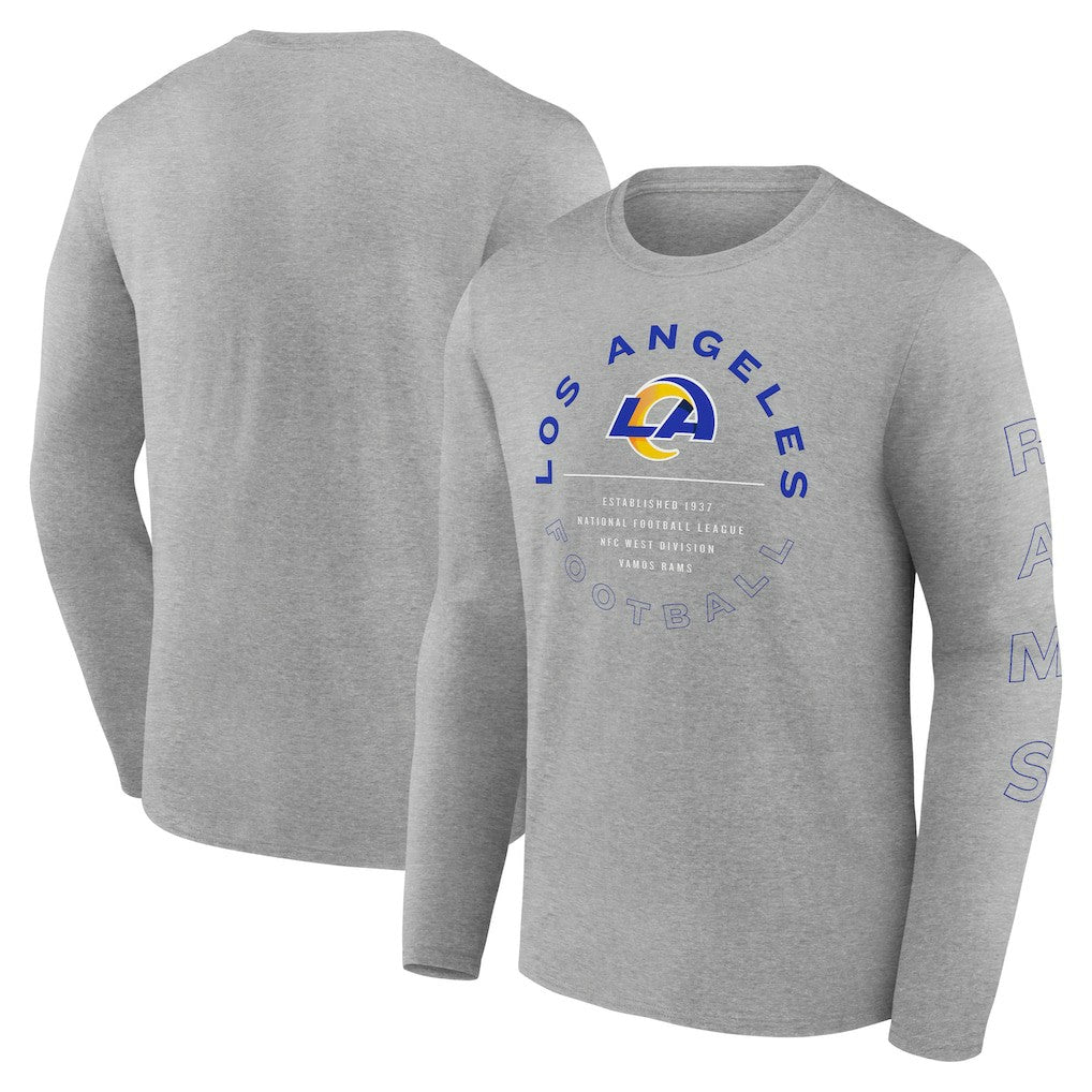 Los Angeles Rams Stat Sheet Long Sleeve T-Shirt - Heather Gray T-shirts