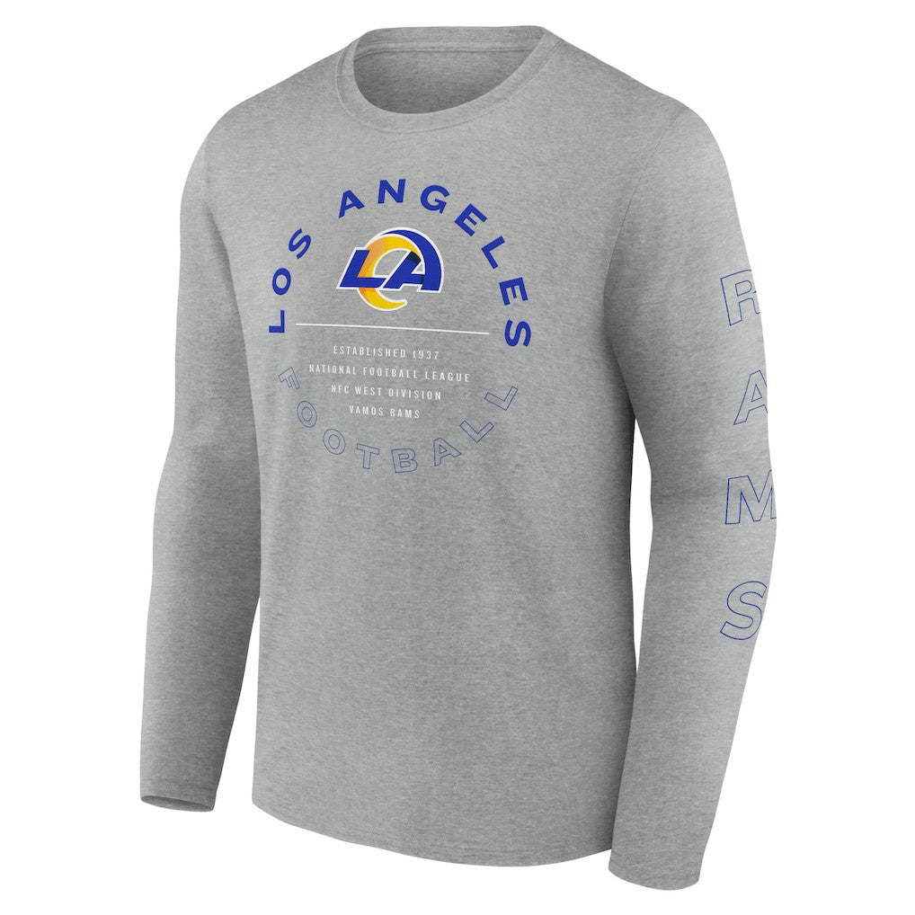 Los Angeles Rams Stat Sheet Long Sleeve T-Shirt - Heather Gray T-shirts