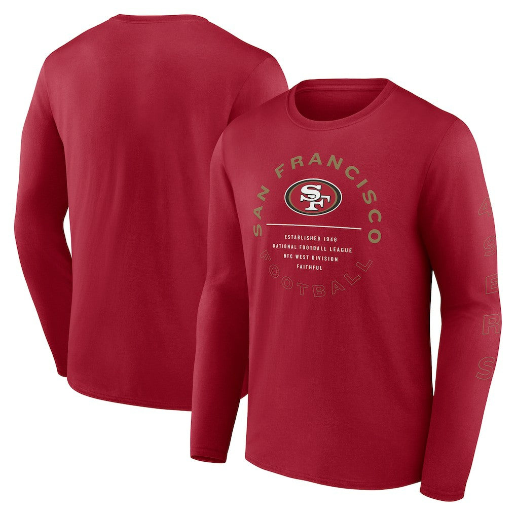 San Francisco 49ers Stat Sheet Long Sleeve T-Shirt - Scarlet T-shirts