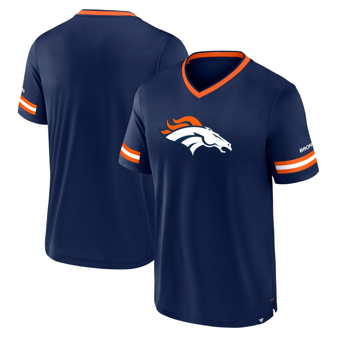 Denver Broncos Stripe Stacking T-Shirt - Navy T-shirts