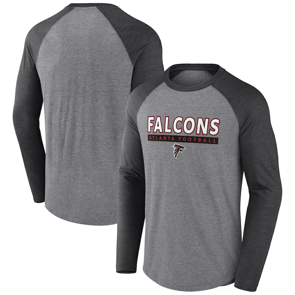 Atlanta Falcons Tri-Blend Raglan Long Sleeve T-Shirt - Heather Gray/Charcoal T-shirts