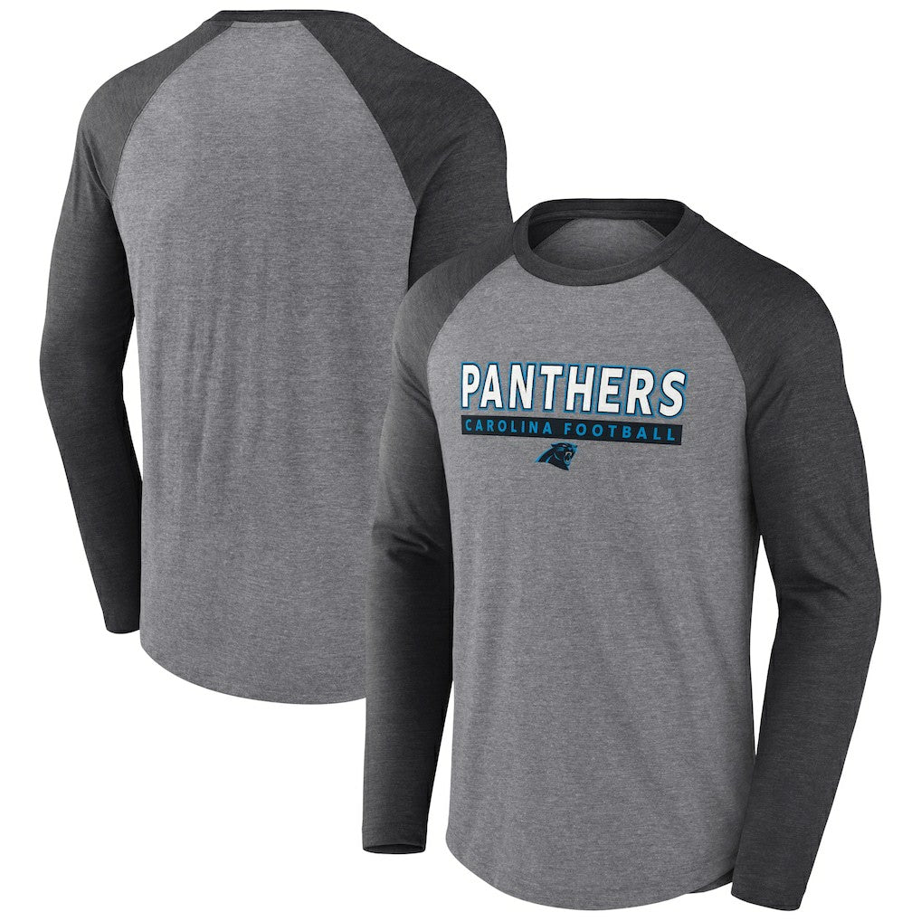 Carolina Panthers Tri-Blend Raglan Long Sleeve T-Shirt - Heather Gray/Charcoal T-shirts