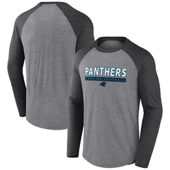 Carolina Panthers Tri-Blend Raglan Long Sleeve T-Shirt - Heather Gray/Charcoal T-shirts