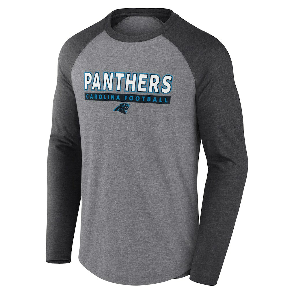 Carolina Panthers Tri-Blend Raglan Long Sleeve T-Shirt - Heather Gray/Charcoal T-shirts