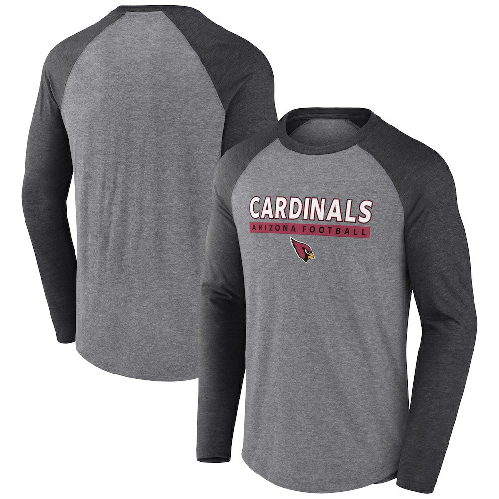 Arizona Cardinals Tri-Blend Raglan Long Sleeve T-Shirt - Heather Gray/Charcoal T-shirts