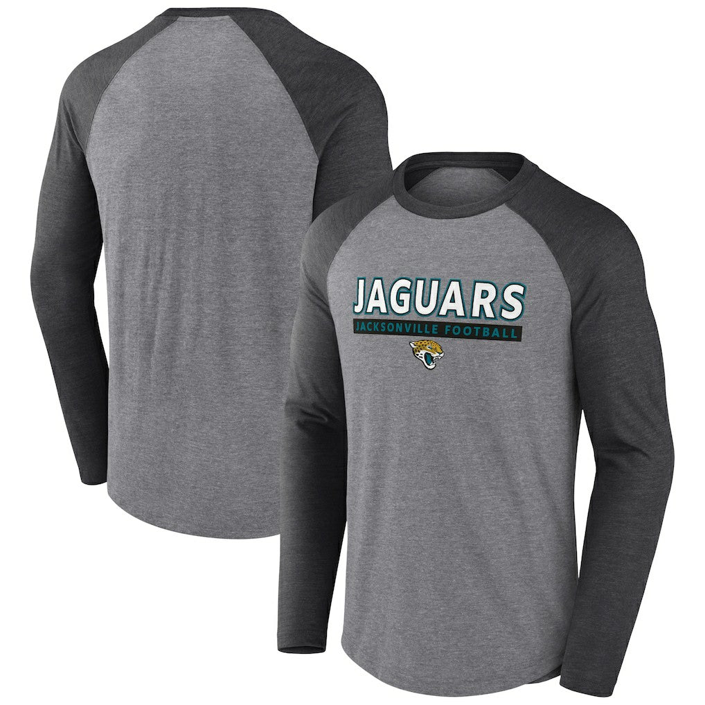 Jacksonville Jaguars Tri-Blend Raglan Long Sleeve T-Shirt - Heather Gray/Charcoal T-shirts