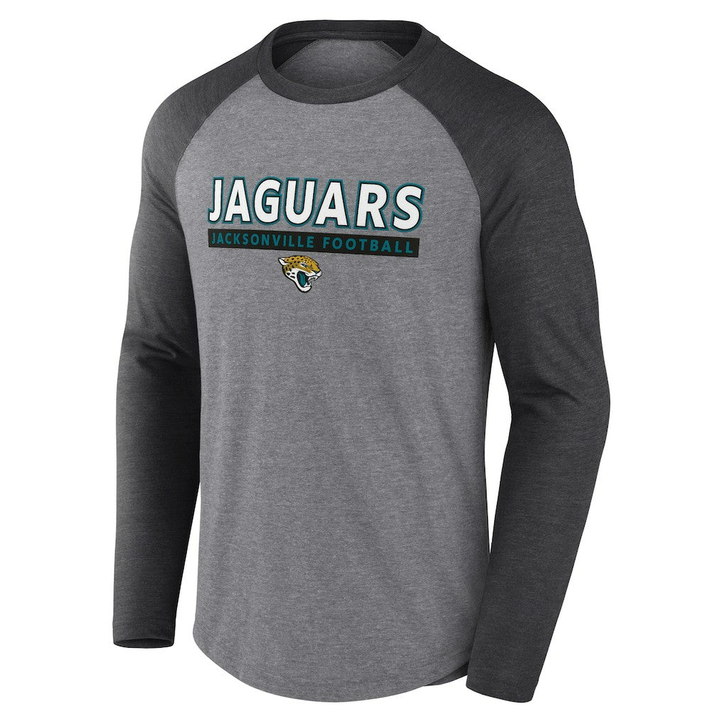 Jacksonville Jaguars Tri-Blend Raglan Long Sleeve T-Shirt - Heather Gray/Charcoal T-shirts