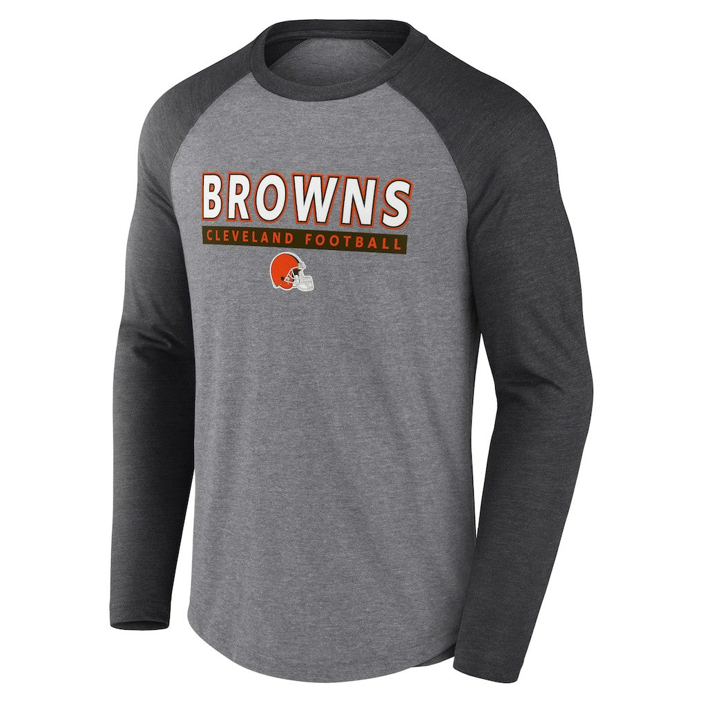 Cleveland Browns Tri-Blend Raglan Long Sleeve T-Shirt - Heather Gray/Charcoal T-shirts
