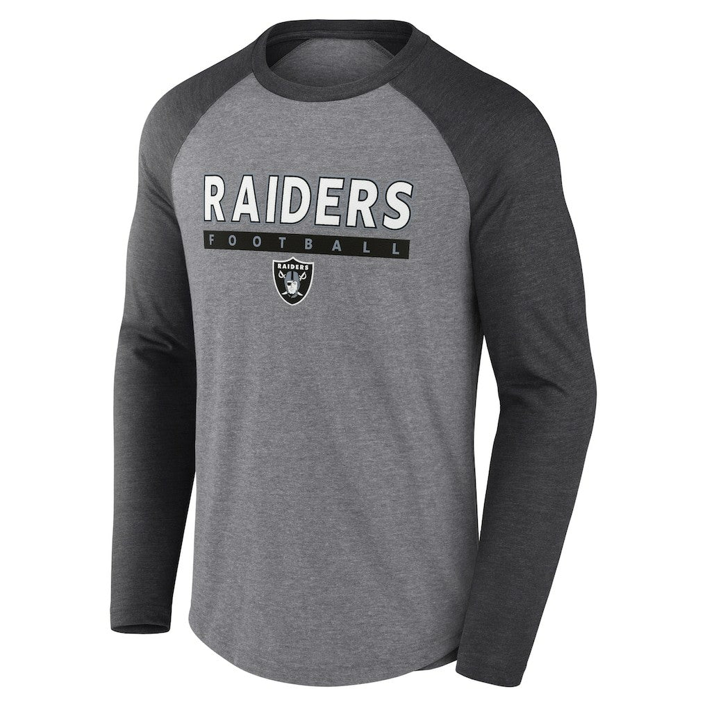 Las Vegas Raiders Tri-Blend Raglan Long Sleeve T-Shirt - Heather Gray/Charcoal T-shirts