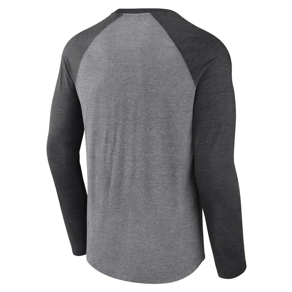 Las Vegas Raiders Tri-Blend Raglan Long Sleeve T-Shirt - Heather Gray/Charcoal T-shirts