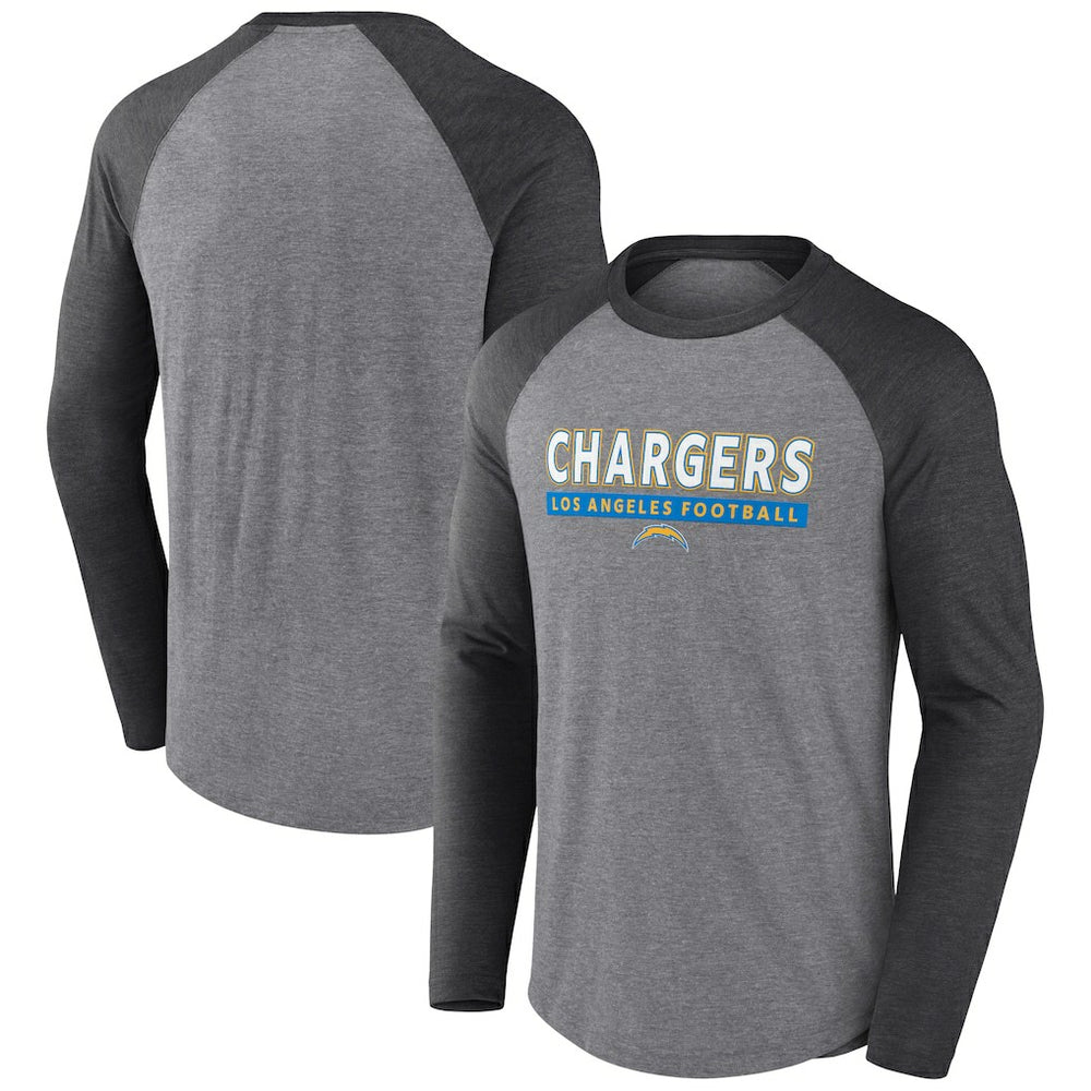 Los Angeles Chargers Tri-Blend Raglan Long Sleeve T-Shirt - Heather Gray/Charcoal T-shirts
