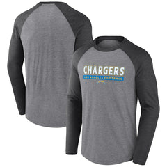 Los Angeles Chargers Tri-Blend Raglan Long Sleeve T-Shirt - Heather Gray/Charcoal T-shirts