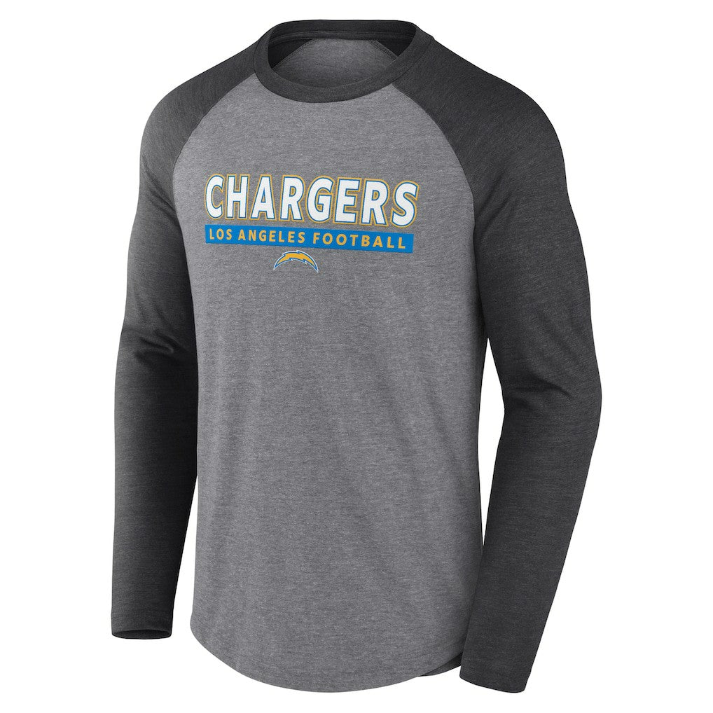 Los Angeles Chargers Tri-Blend Raglan Long Sleeve T-Shirt - Heather Gray/Charcoal T-shirts