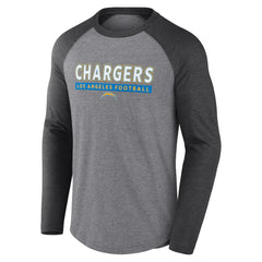 Los Angeles Chargers Tri-Blend Raglan Long Sleeve T-Shirt - Heather Gray/Charcoal T-shirts