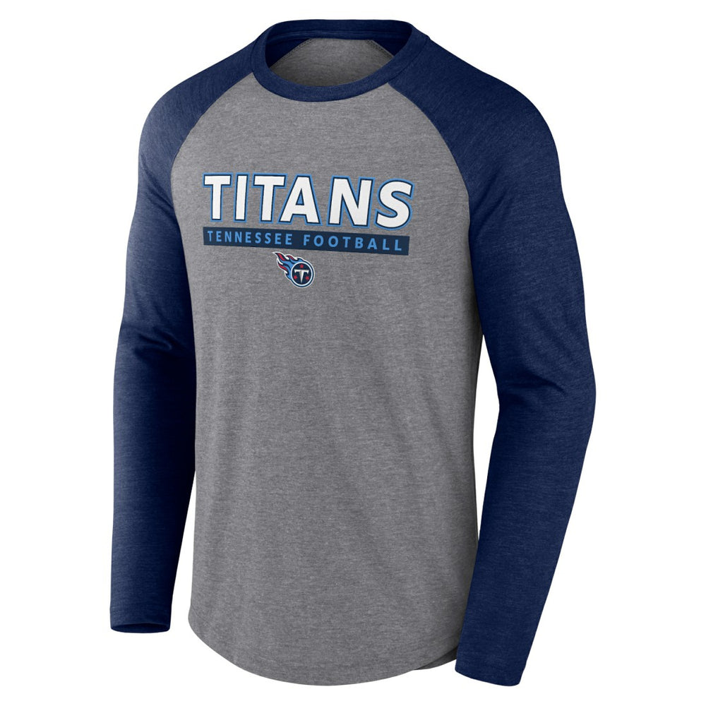 Tennessee Titans Tri-Blend Raglan Long Sleeve T-Shirt - Heather Gray/Navy T-shirts