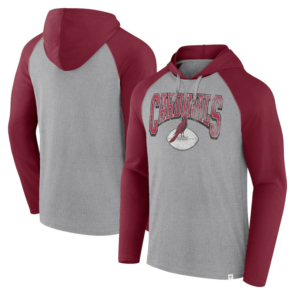 Arizona Cardinals Under Center Long Sleeve Hoodie T-Shirt - Gray/Cardinal Hoodies