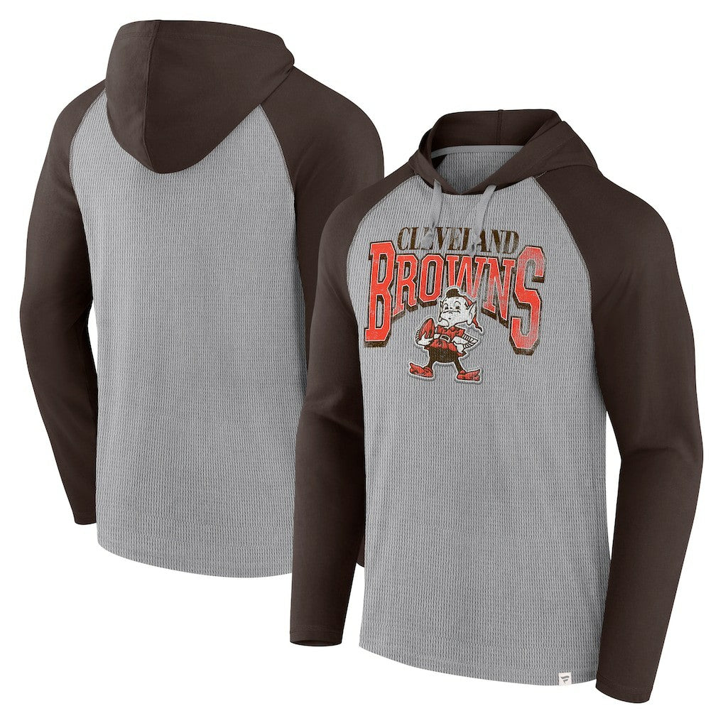 Cleveland Browns Under Center Long Sleeve Hoodie T-Shirt - Gray/Brown Hoodies