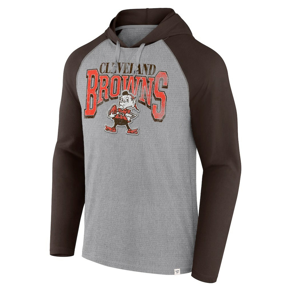 Cleveland Browns Under Center Long Sleeve Hoodie T-Shirt - Gray/Brown Hoodies