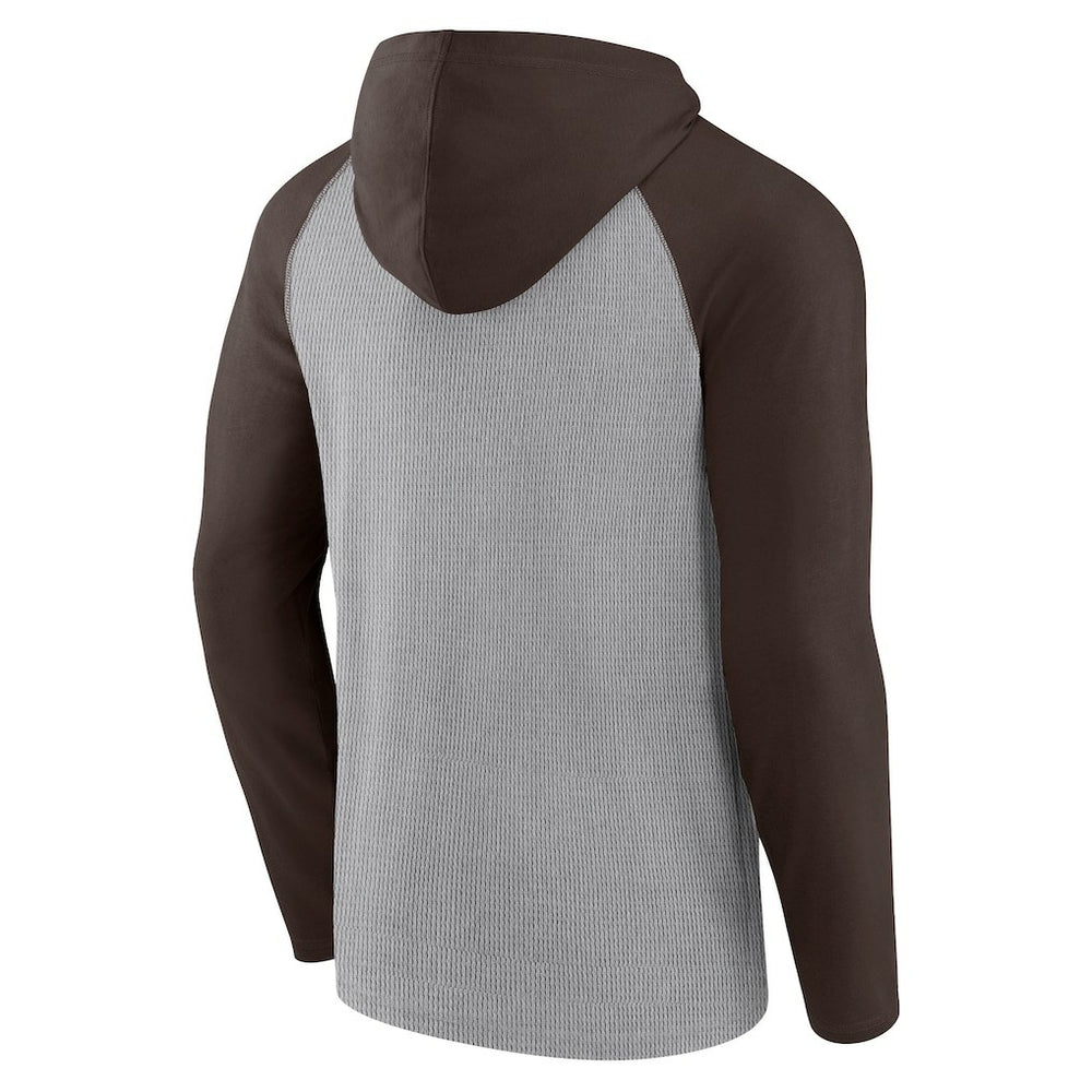 Cleveland Browns Under Center Long Sleeve Hoodie T-Shirt - Gray/Brown Hoodies