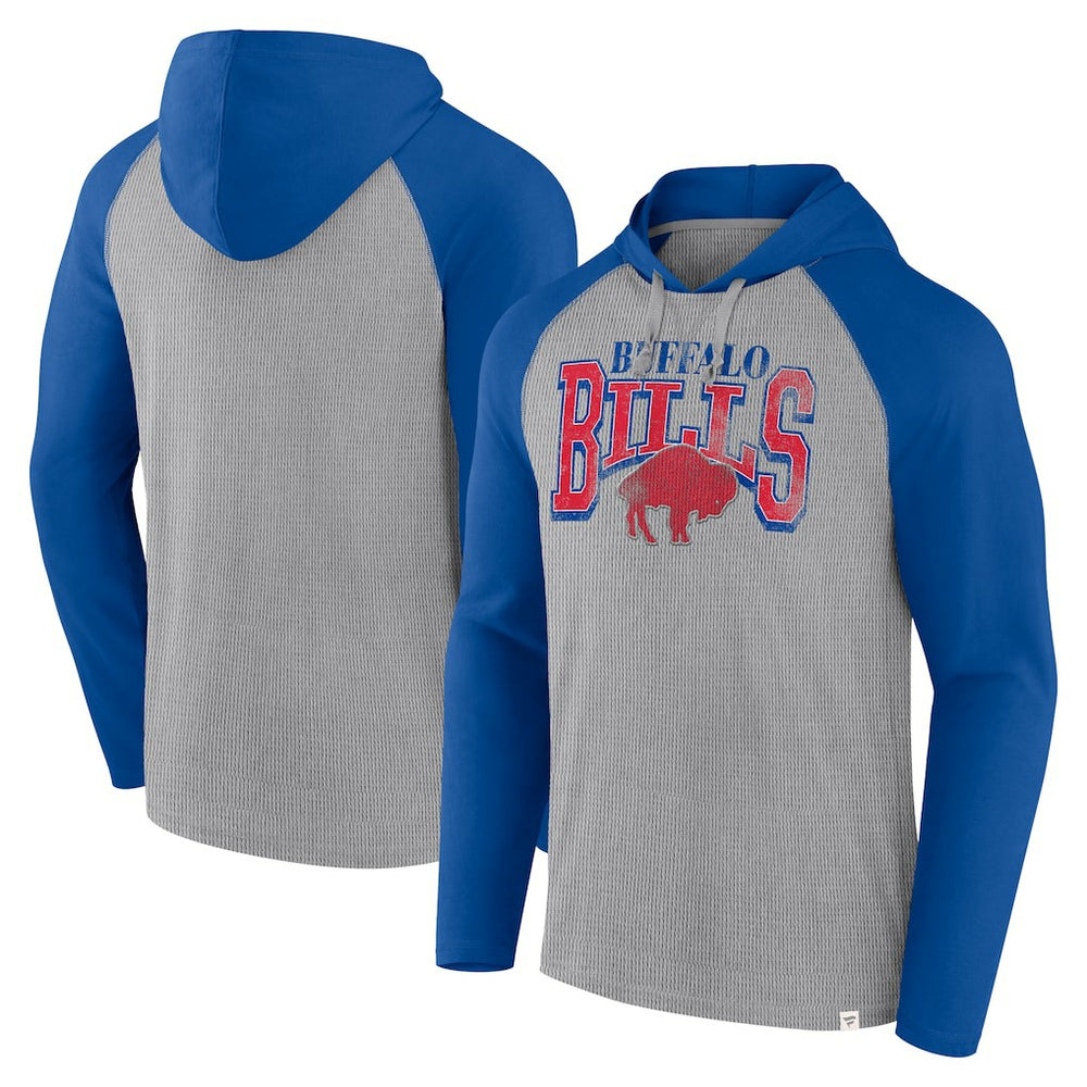 Buffalo Bills Under Center Long Sleeve Hoodie T-Shirt - Gray/Royal Hoodies