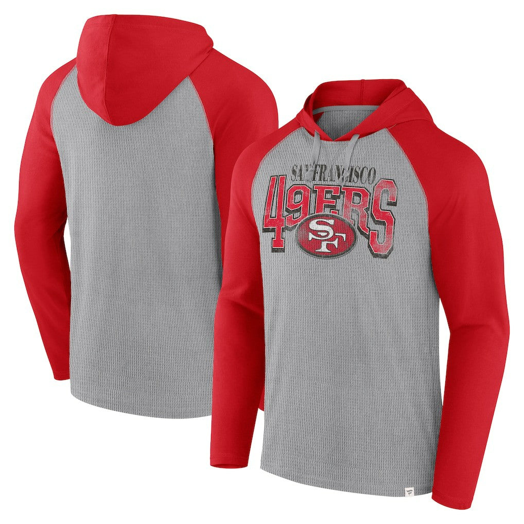 San Francisco 49ers Under Center Long Sleeve Hoodie T-Shirt - Gray/Scarlet Hoodies