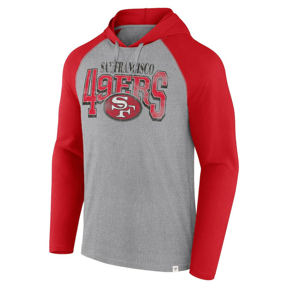 San Francisco 49ers Under Center Long Sleeve Hoodie T-Shirt - Gray/Scarlet Hoodies