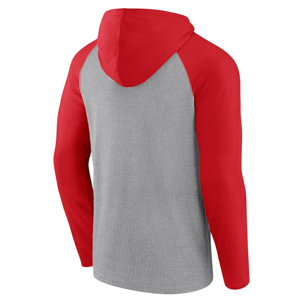 San Francisco 49ers Under Center Long Sleeve Hoodie T-Shirt - Gray/Scarlet Hoodies
