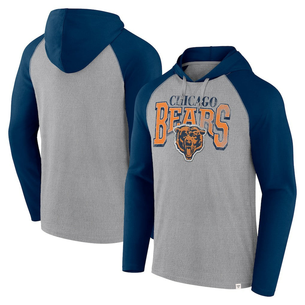 Chicago Bears Under Center Long Sleeve Hoodie T-Shirt - Gray/Navy Hoodies