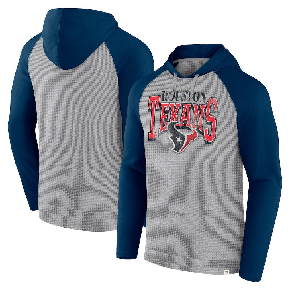 Houston Texans Under Center Long Sleeve Hoodie T-Shirt - Gray/Navy Hoodies