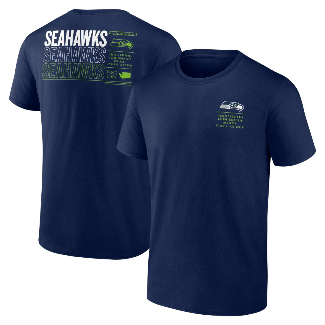 Seattle Seahawks Repeat Stats T-Shirt - College Navy T-shirts