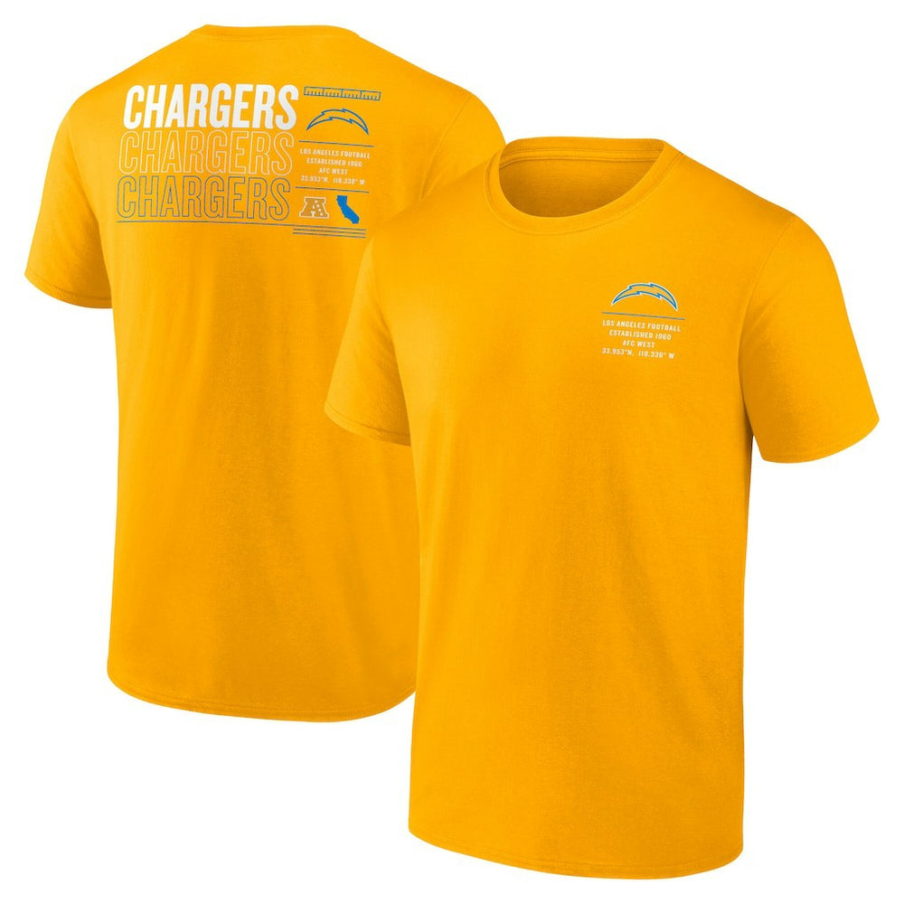 Los Angeles Chargers Repeat Stats T-Shirt - Gold T-shirts