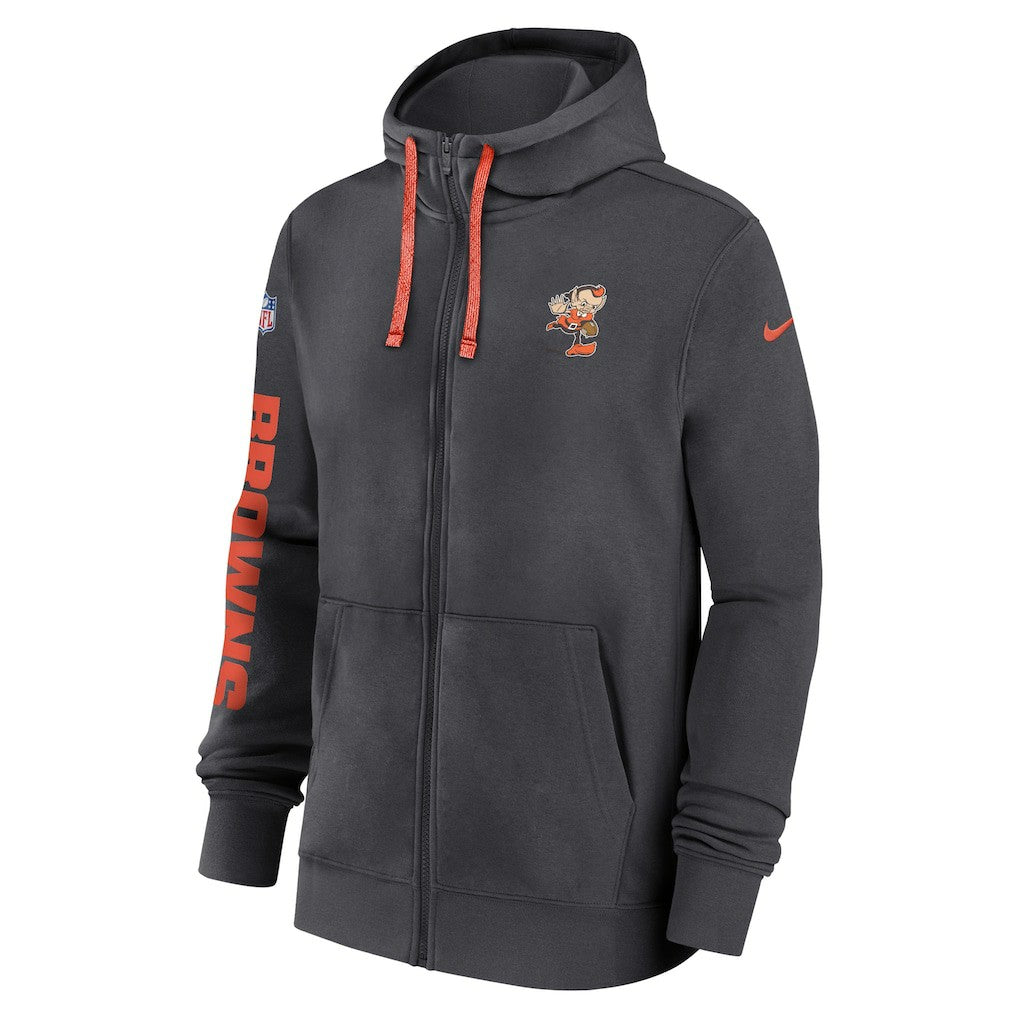 Cleveland Browns 2024 Sideline Club Full-Zip Hoodie - Anthracite Hoodies