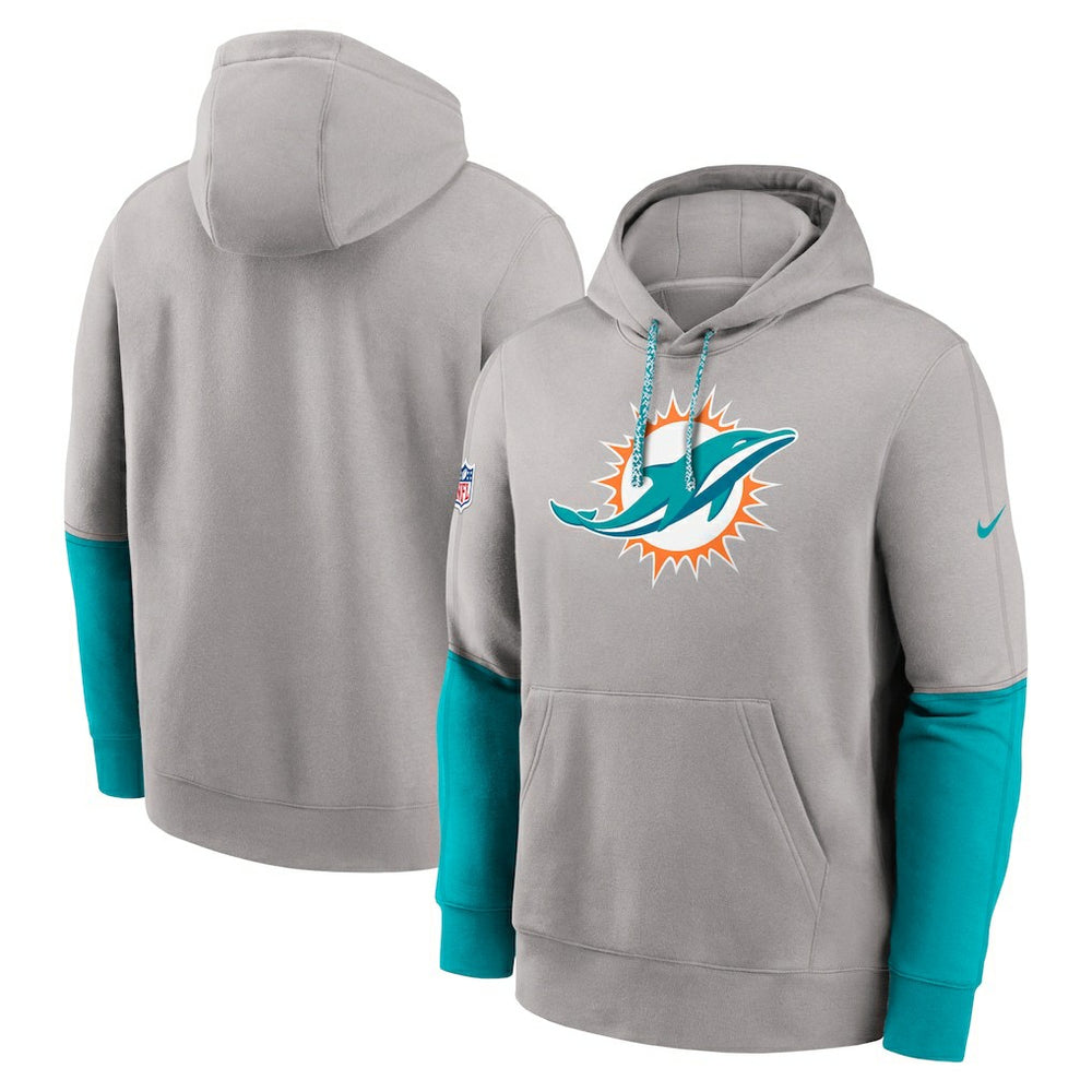 Miami Dolphins 2024 Sideline Club Pullover Hoodie - Gray Hoodies