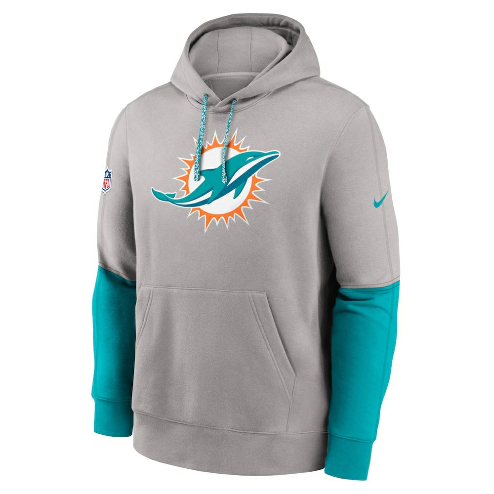 Miami Dolphins 2024 Sideline Club Pullover Hoodie - Gray Hoodies