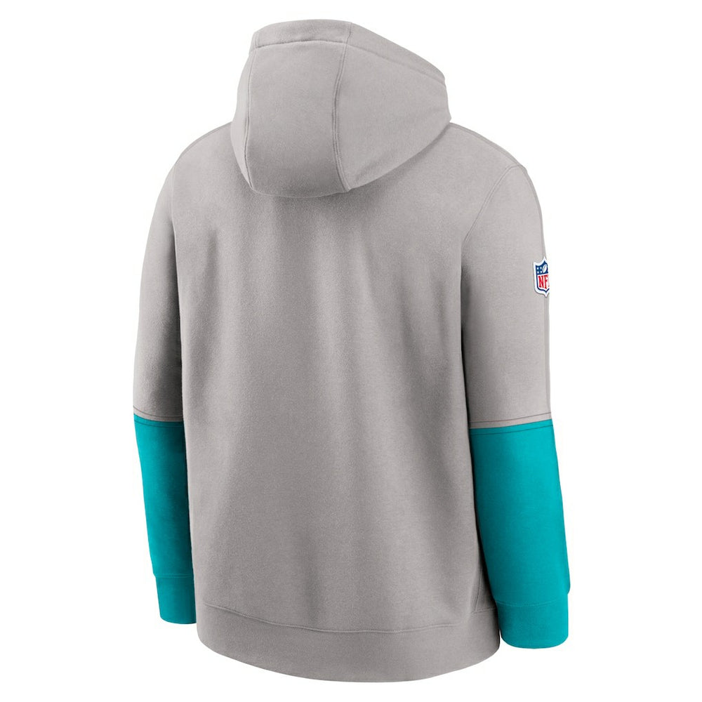 Miami Dolphins 2024 Sideline Club Pullover Hoodie - Gray Hoodies