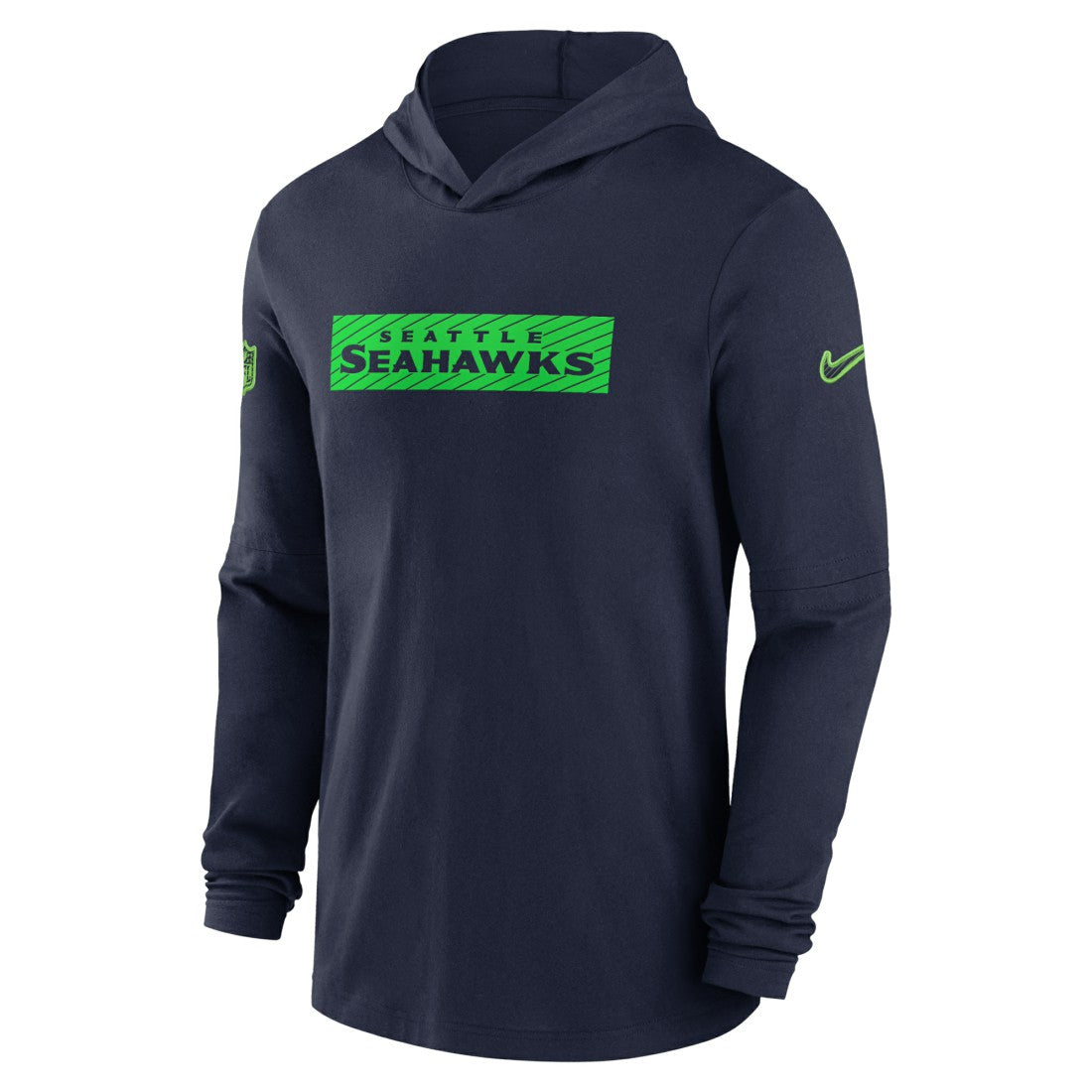 Seattle Seahawks 2024/25 Sideline Performance Long Sleeve Hoodie T-Shirt - College Navy Hoodies